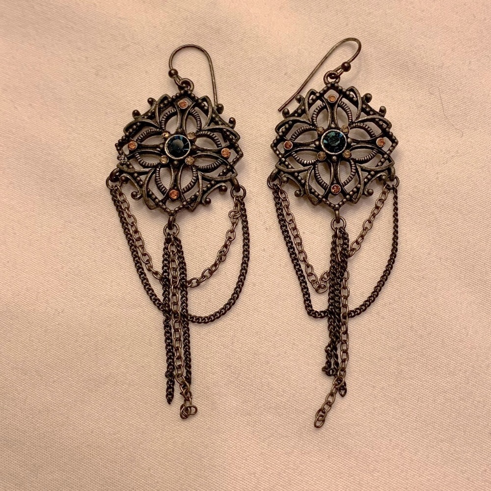 Pewter Blue/Citrine Earrings